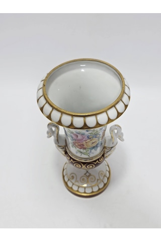 Sevres Çiçek Desenli Porselen Vazo 28cm Çok Renkli