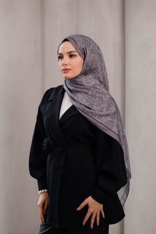 Mimiyum Nevra Desen Soft Şal Gri