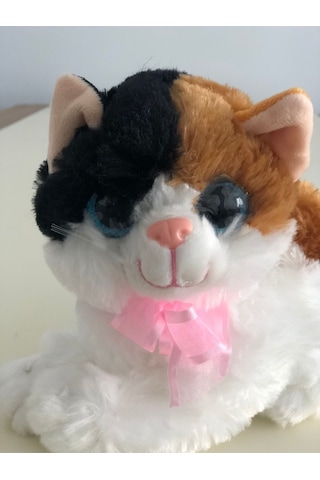Sesli Miyavlayan Peluş Kedi Oyuncak Hediyelik Uyku Arkadaşı 30 Cm Çok Renkli