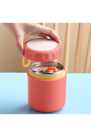 Fastbuy Pembe Paslanmaz Çelik Mini Çorba Yemek Termosu - Seyahat Ofis Pratik Şık Pembe Pembe