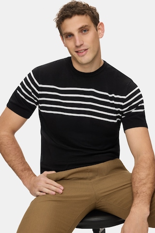 Ucla Kendrıck Siyah Çizgili Bisiklet Yaka Triko Nakışlı Standard Fit Erkek Tshirt