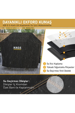 Haegs Bbq Mangal Örtüsü, Grill Koruma Brandası, Su Geçirmez, Barbekü Mangal Kılıfı - 105-49-102 Cm