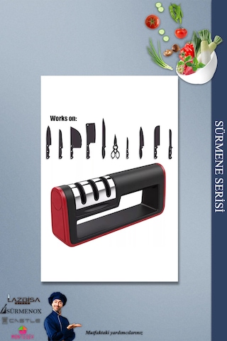 Sürmenox Profesyonel Bıçak Bileyici Bıçak Bileme Aleti Aparatı 3 Açılı Elmas Seramik Tungsten Çelik Bileme