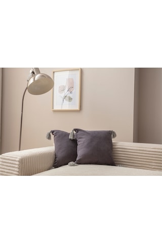 Swita Home İkili Dekoratif Püsküllü Kırlent Kılıfı 43x43 Antrasit