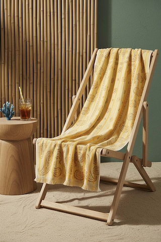 Sarı Retro %100 Pamuklu Plaj Havlusu 70x140 Cm