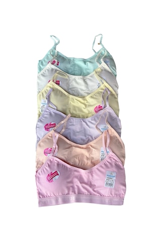 6'lı Paket Askılı Pedli Düz Büstiyer Karışık Renk Karışık Renk