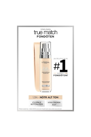L'Oréal Paris Revitalift Filler Nemlendirici Yüz Kremi 50 Ml + True Match Bakım Yapan Fondöten 1.5n Nötr Alt Ton pktpresscreamakyaj4-11259