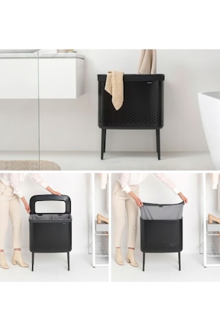 Brabantia Bo Matt Black Plastik Kapaklı Çamaşır Sepeti 60lt Siyah