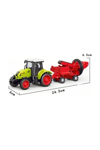 Oyuncak Römorklu Traktör - Hareketli Çiftlik Ve Tarım Aracı - Yeşil Biçerdöver Seti 24.5 Cm