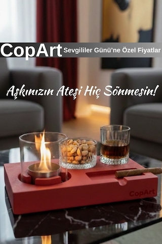 Elza Kırmızı Biyoetanol Masaüstü Şömine - 1 Lt Copart Yakıt Hediye
