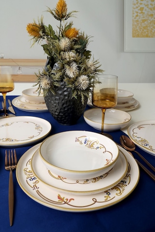 Keramika Bronze Bloom Yemek Takımı 18 Parça 6 Kişilik 22926-27-29 Çok Renkli