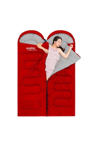 Evolite Camper Pro SQ Birleştirilebilir Kırmızı Uyku Tulumu 2 Kişilik Kırmızı