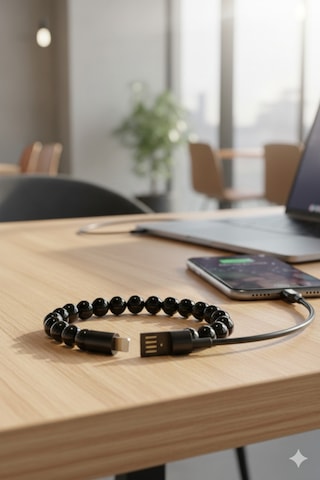 Bileklik Şarj Kablosu 22,5 Cm 15w Lightning Siyah