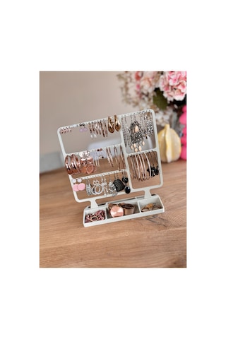 Küpe Organizer Standı Çok Katlı Küpe Askılığı Ve Takı Düzenleyici Dekoratif Stand Beyaz
