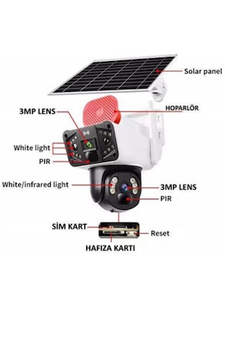 Bester Çift Kameralı 4g Sim Kart İle Çalışan 6mp Solar Güneş Pane