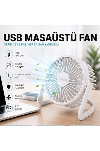 Masaüstü Mini Usb Fan - Pvc Gövdeli - 360 Ayarlanabilir Çok Renkli