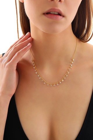 925 Ayar Gümüş Küçükten Büyüğe Sıralı Zirkon Taşlı Kolye Altın