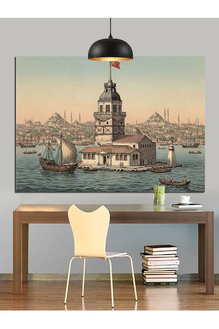 Klasik Tarzda Kız Kulesi Dekoratif Kanvas - Mdf Ahşap Tablo