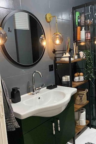 60 Cm Çap Banyo & Makyaj Aynası Yuvarlak Antre Hol Koridor Duvar Salon Mutfak Ofis Dekoratif Ayna - Siyah Siyah