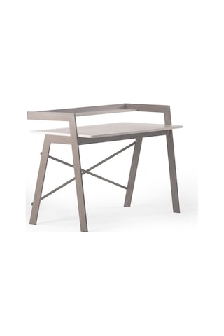 Ofisbazaar Home Desk 120x60 Cm Üst Raflı Metal Ayaklı Çalışma Masası Toprak