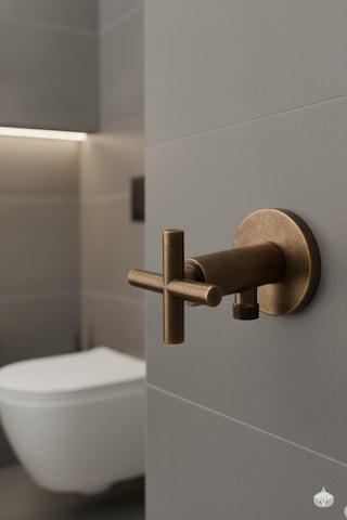 00-51 Pirinç Tabancalı Wc Taharet Matik Ve Pirinç Ara Musluğu Siyah Gold Krom Antik Antik