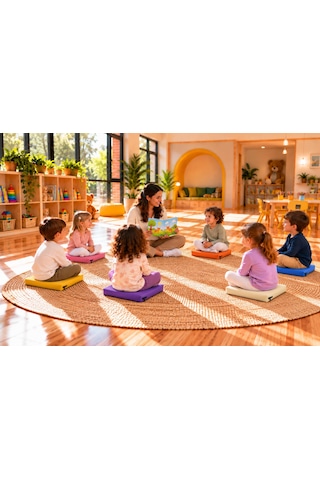40x40x5 Cm Kare Minder - Sandalye Minderi - Kreş Anaokulu Oyun Aktivite Minderi - Bahçe Dekor Minderi Yeşil - Mavi