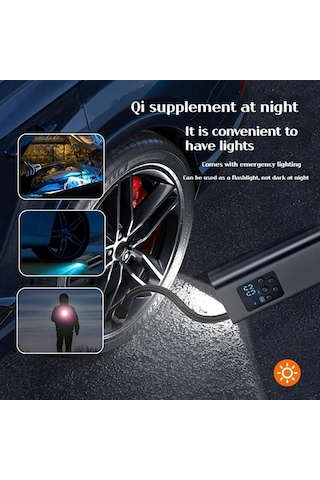 Primepickings 150psı Kablosuz Şişirme Cihazı Black Dy Lm Taşınabilir Dijital Ekranlı Usb C Şarjlı Araç Bisiklet Motor Spor Ekipmanları İçin Kompresör