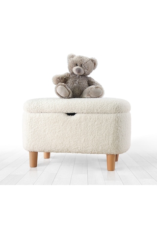 Yomme Çocuk Sandıklı Teddy Puf Beyaz