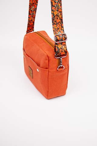 Fabric Craft Bag Çapraz Askılı Kadın Kumaş Omuz Çantası Fermuarlı 27x24 Cm Kiremit