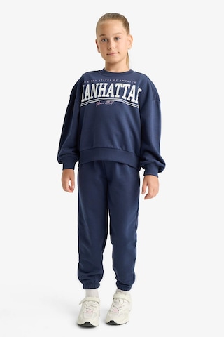 Defacto Kız Çocuk 2li Takım Baskılı Sweatshirt Eşofman Altı E6416a825aunv256 Lacivert