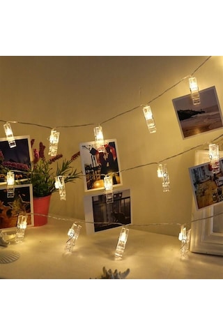 Hdmarketim Mandal Led Pilli Şerit Lamba Işık 3,40 Metre Altın Renk Şeffaf