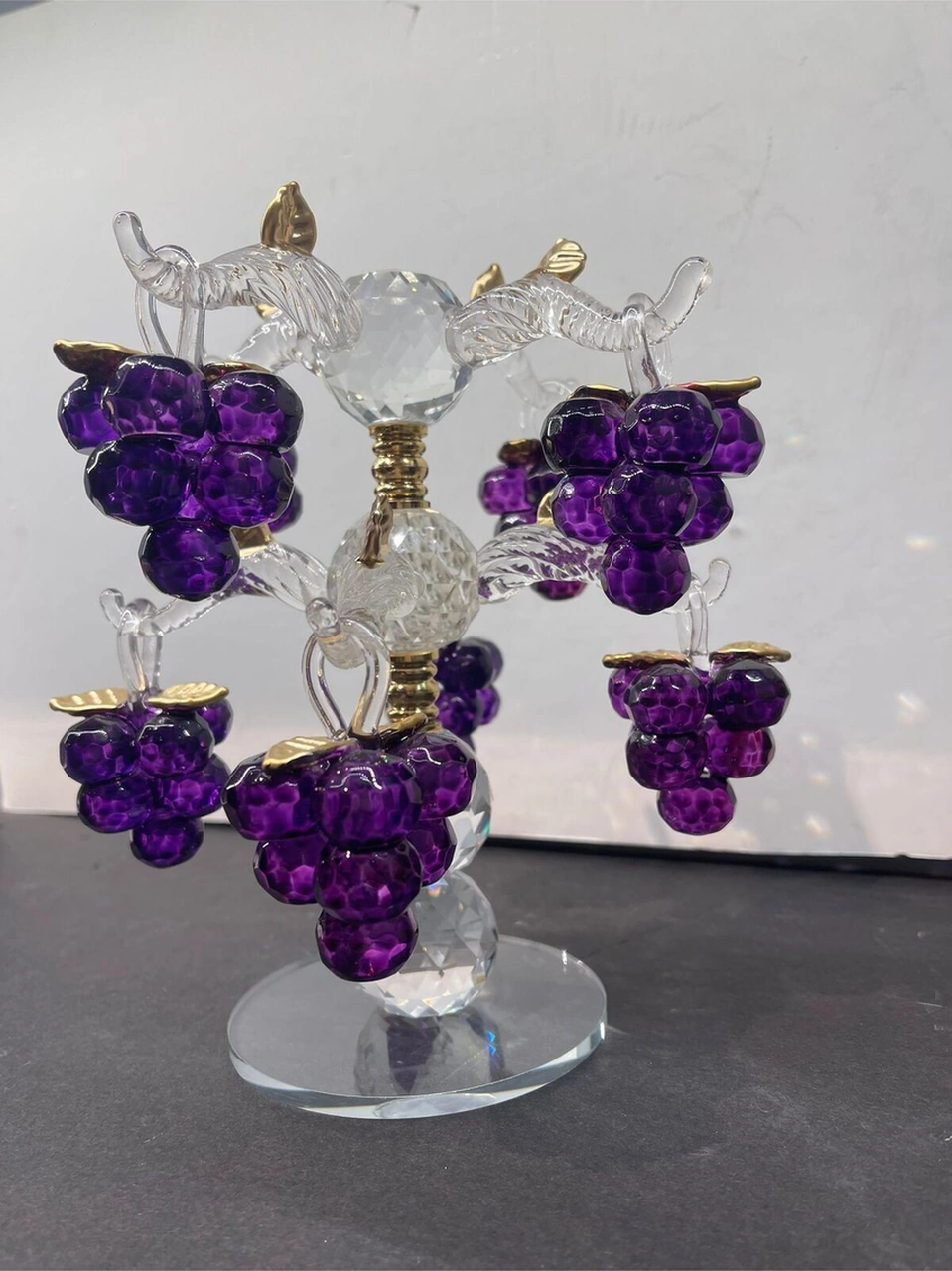 Dekoratif Kristal Cam Sekizli Salkım Üzüm Mor