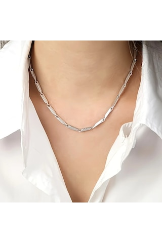 Çelik Kolye Titanyum Melon Düz Model 3 Mm 55 Cm Gümüş Silver Gümüş