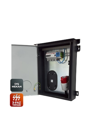 Ever Charger Panobox Pro Trifaz Elektrikli Araç Şarj Panosu Ac Kaçak Akım Röleli, Sigortalı, Go-e Uyumlu Dış Mekan 11 Kw 22 Kw 5/32a Fiş 5/32a Priz