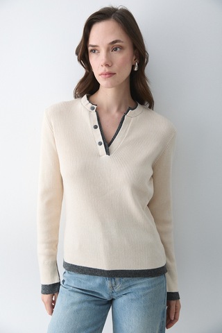 Vanilya - Antrasit 2 Patlı Düğmeli Kazak - 251023 Vanilya - Antrasir