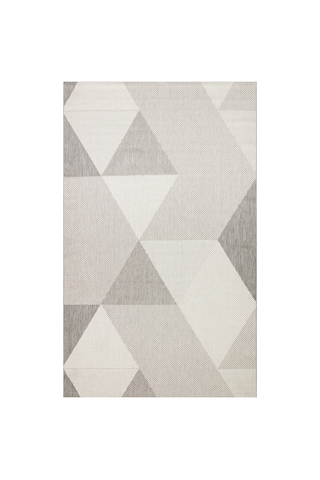 Mona Mn03 Geometrik Desenli Gri Modern Salon Halısı Hav Toz Vermez Kaymaz Tabanlı