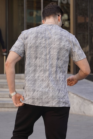 Madmext Gri Desenli Bisiklet Yaka Erkek Tişört 6070 Gri