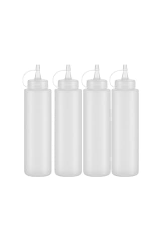 Şeffaf Plastik Sosluk Seti - 4 Adet, 700 Ml Kapasite Açık Beyaz