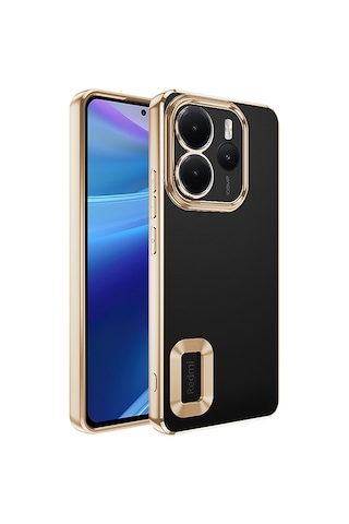 Mobilteam Redmi Note 14 4g Kılıf Kamera Korumalı Logo Gösteren Omega Kapak - Gold Altın