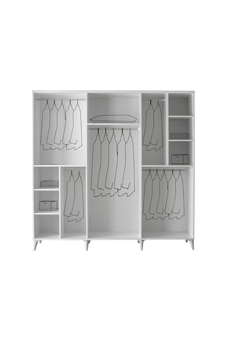 GuneyStore Paris 6 Kapaklı Komple MDF Beyaz Gardırop