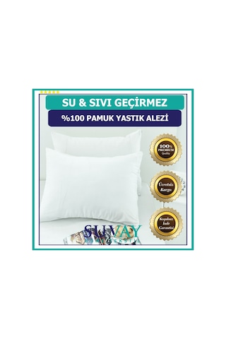 Suvay Su Sıvı Geçirmez Pamuklu Fermuarlı Terletmeyen Yastık Koruyucu Alez Kılıf 2 Adet