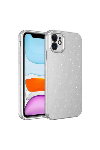 Apple Uyumlu iPhone 12 Kılıf Kamera Korumalı Simli Lüks Zore Koton Kapak Siyah