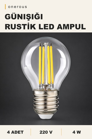 Onerous 4w E27 Günışığı Rustik Led Ampul, 4'lü, 220v