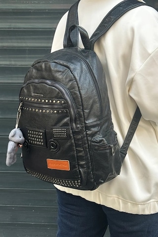 Just Polo Günlük Kombinlere Uygun Kadın Siyah İthal Yıkamalı Deri Okul & Sırt Çantası Shopper 2310000mh