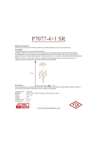 Eray Aydınlatma P7077-4+1 5li Sarkıt Led Avize Gold