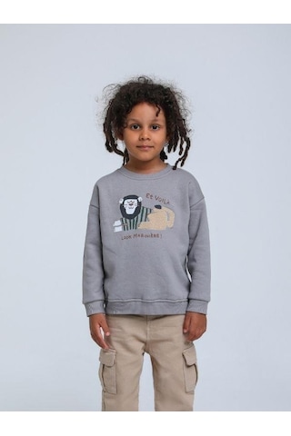 Jack Lions Erkek Bebek Aslan Figürlü Sweatshirt-14747 Gri