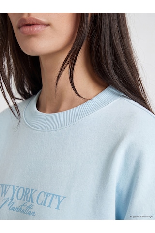 LC Waikiki Lc Waıkıkı Mavi New York City Baskılı Kadın Sweatshirt Tunik