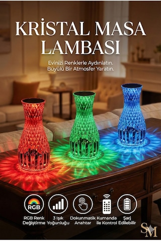 Büro Ev Ofis Hediyesi İçin Dokunmatik Kristal 16renk 4mod Rgb Değişen Gece Lambası Diğer