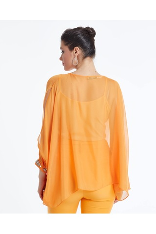 Serpil Exclusive İşlemeli Kadın Bluz - Modern Ve Şık Tasarım - Özel Gün Ve Davet İçin Bluz Orange