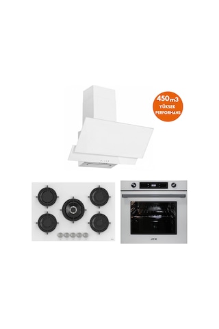 Afm Tech Ve Ferre Livao 5 Gözlü Beyaz RS036 + FM7701 + FM3301 Ankastre Set
